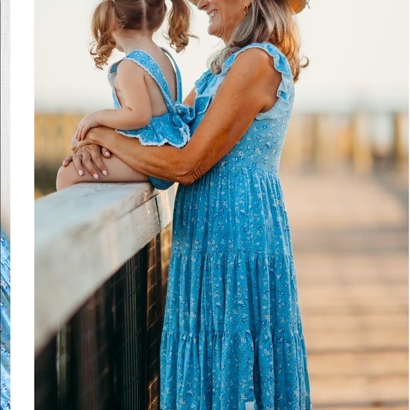 NWT Sweet Honey Classic Flutter Dress – Blue Petals - Picture 3 of 9